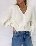 V-neck Long Sleeve Button Cardigan Sweater for Women    