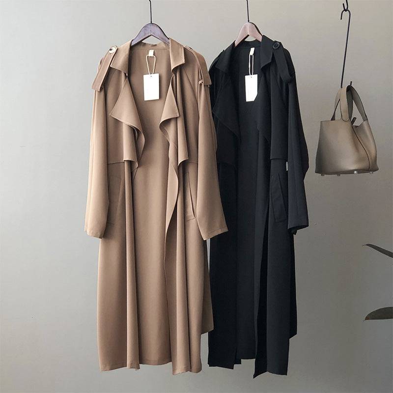 Vintage Oversized Women's Trench Coat with Long and Elegant Design    