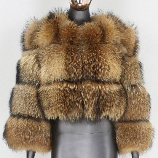 Faux Fur Stitched Women's Elegant Coat    