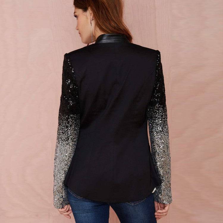 Sequin Embellished Plus Size Slim Fit Women's Blazer    