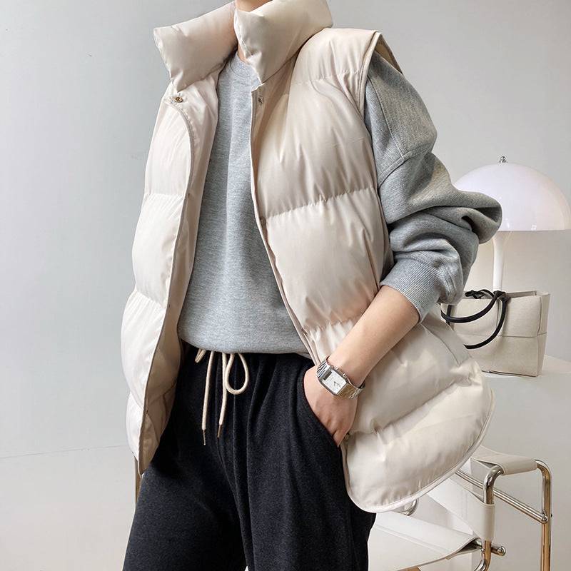 Korean down Cotton Vest Women Short Autumn Winter Loose Outer Wear Cotton Padded Jacket Vest Cotton Vest Coat    