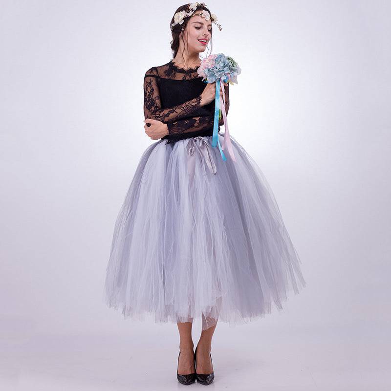 Princess Mesh Tulle Dress with Lace Elements    