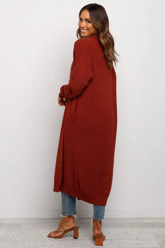 Warm and Comfortable Knitted Cardigan - Long Loose-Fit Sweater for Women    