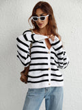 Striped Loose Fit Cardigan Sweater for Autumn and Winter    