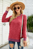 Multicolor Long Sleeve Pullover Top with Pocket    