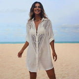 Lace Bamboo Shirt Beach Cover up Sexy Cutout Sun Protection Bikini Cover    