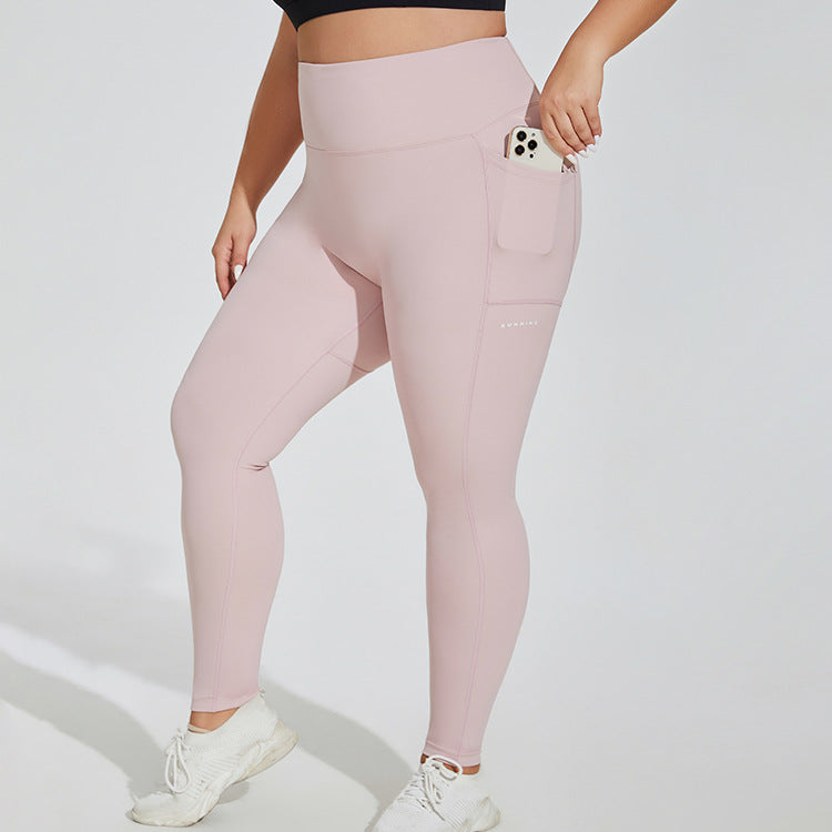 Letter Graphic High Waist Plus Size Yoga Pants with Pockets    