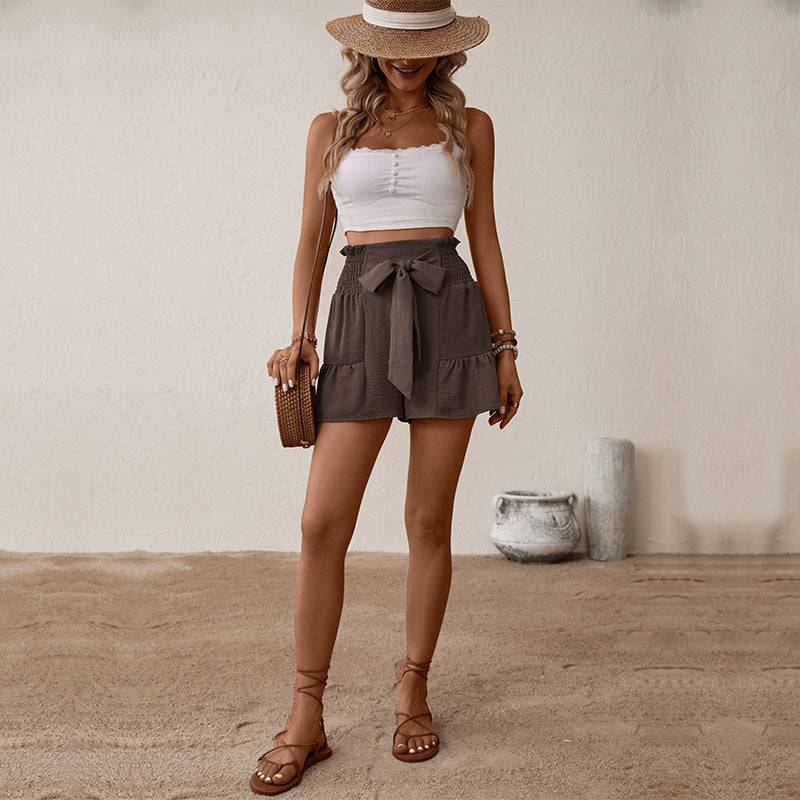 High Waist Brown Shorts for Women - Summer Casual Design    