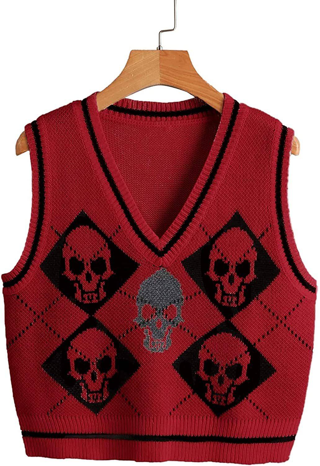 Knitted V-Neck Halloween Sweater for Women    