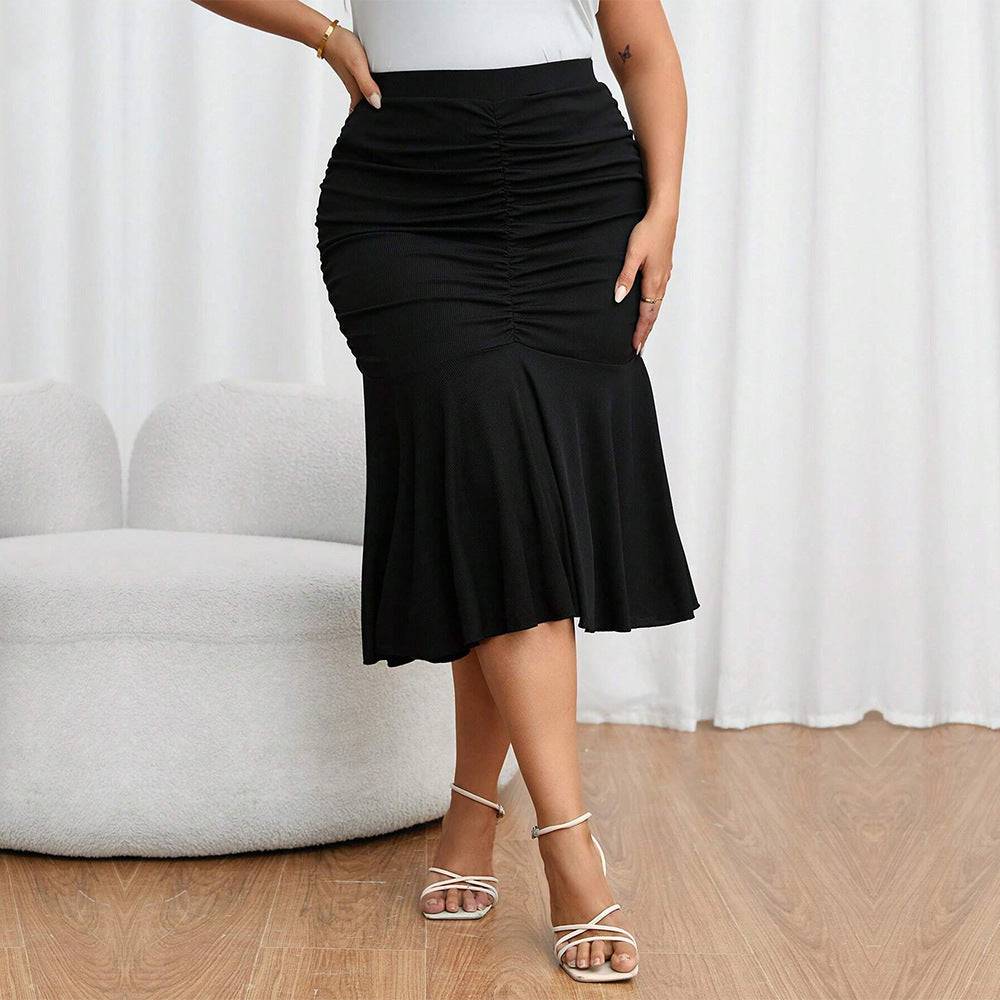 Elegant Fishtail Sheath Dress for Plus Size Women with Elastic Waist    