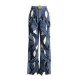 Unique Twisted Design High Waist Wide Leg Pants for Women    