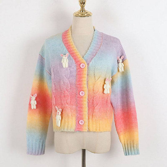 Lazy Knitted Rainbow Cardigan    