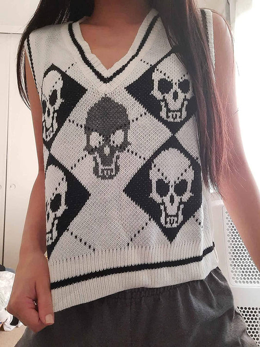 Knitted V-Neck Halloween Sweater for Women    