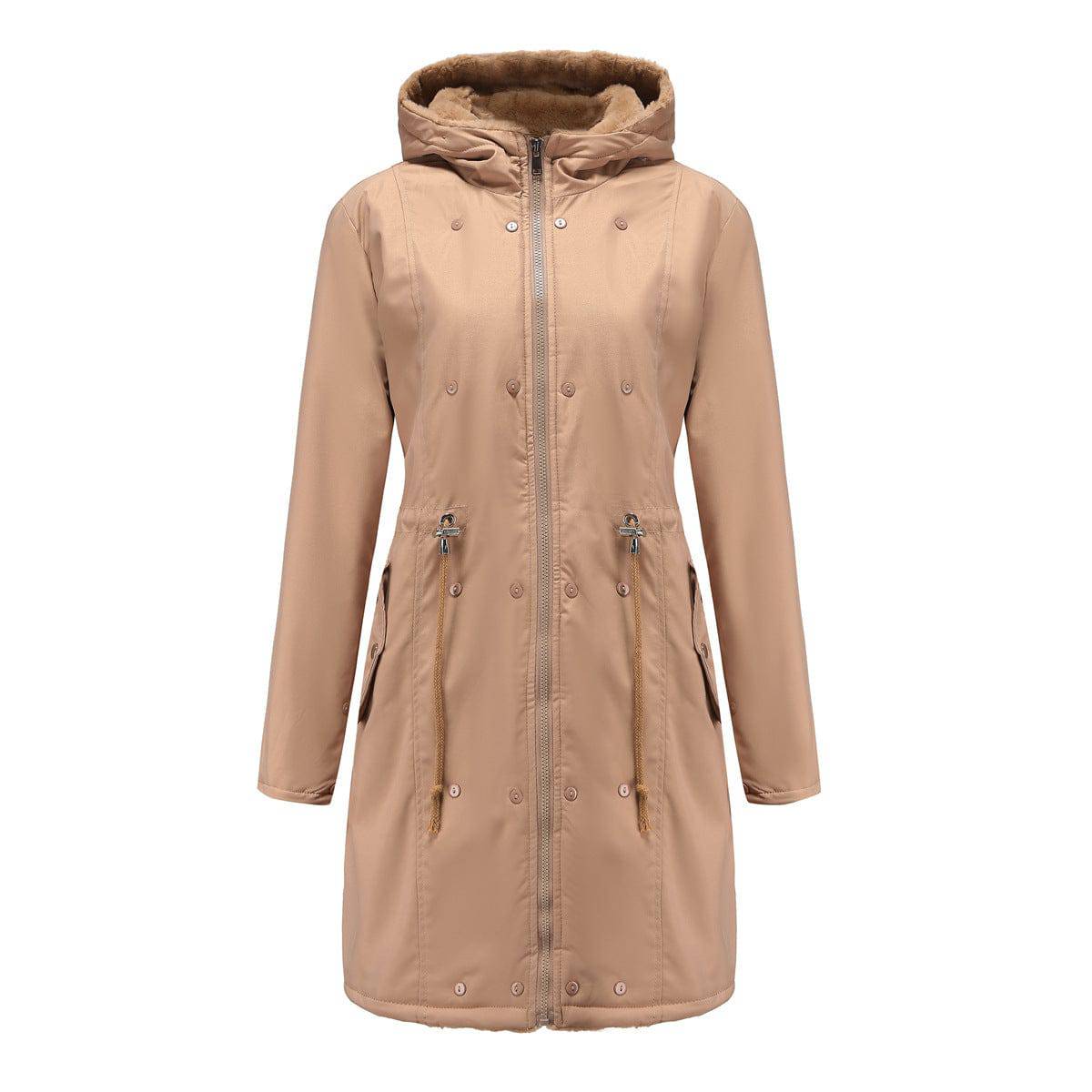 Women's Cozy Hooded Parka with Detachable Fur Collar    