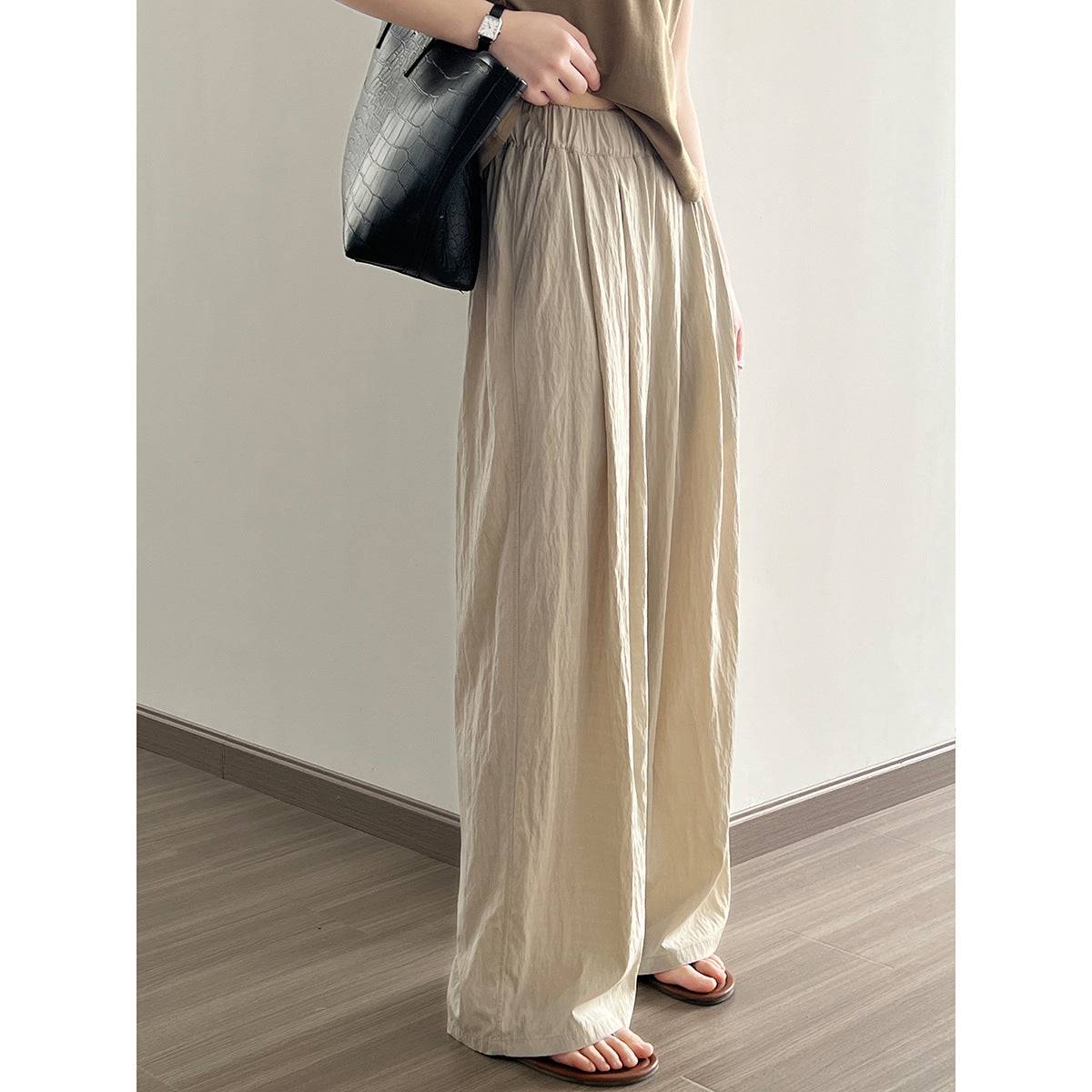 Wide Leg Casual Pants with High Rise and Japanese-Inspired Design    