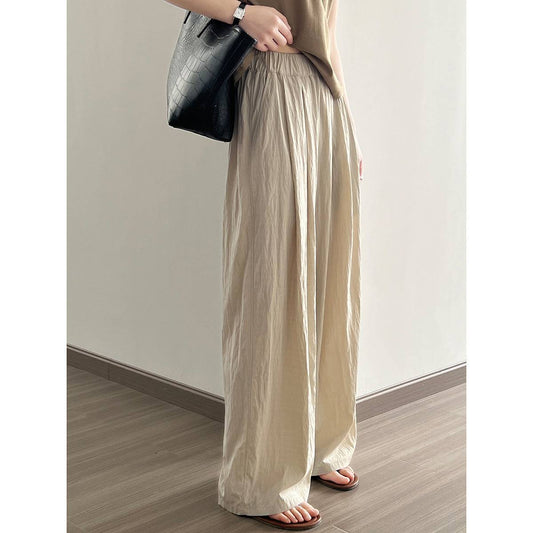 Wide Leg Casual Pants with High Rise and Japanese-Inspired Design    