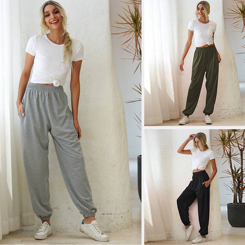 High Waist Casual Sports Pants with Sweater Style    