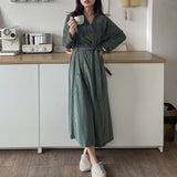 Korean Placket Nightgown Women's Design Autumn Winter Cotton Towel Material Warm Skin Friendly Cardigan Loose Pajamas    