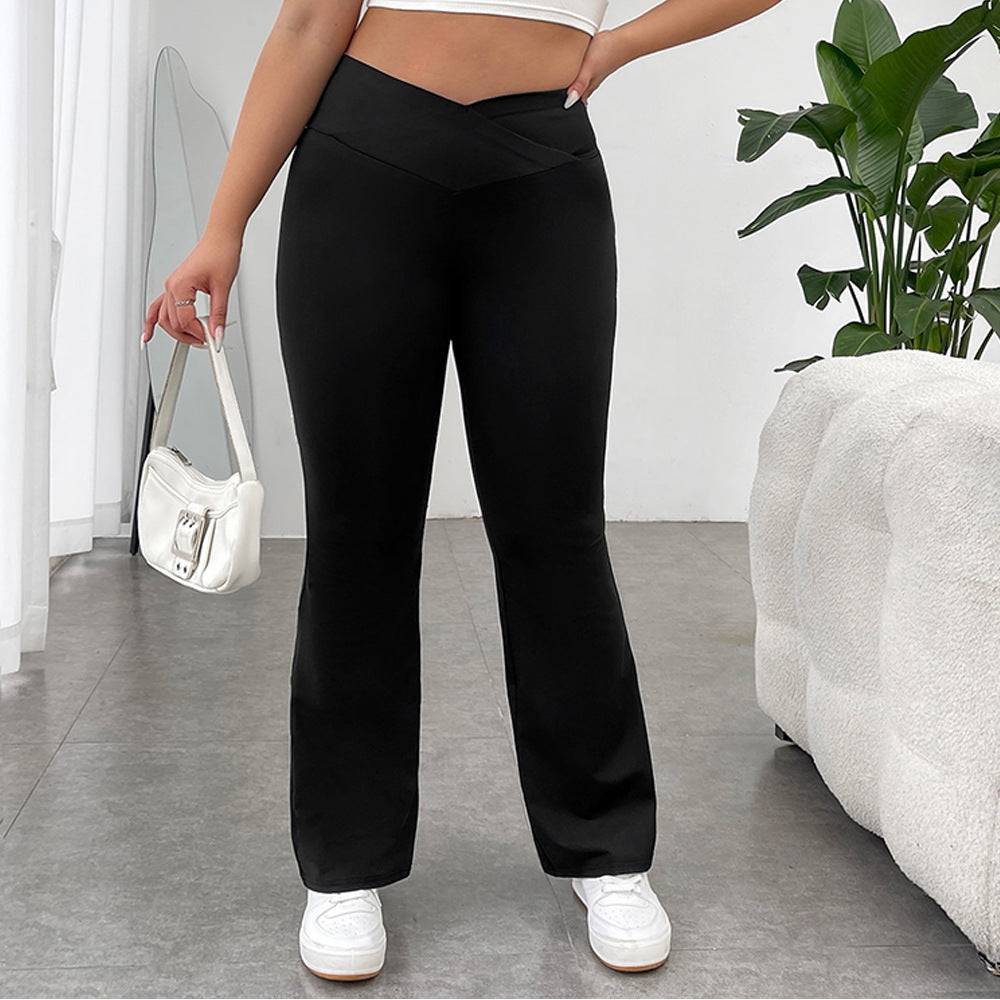 V-Waist High Rise Bootcut Pants for Plus Size Women    