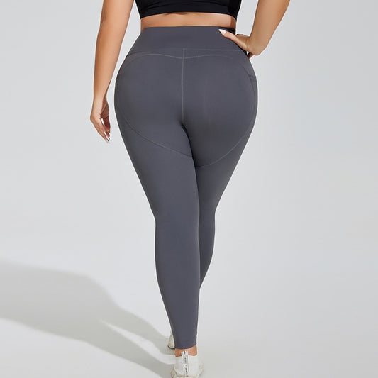 Letter Graphic High Waist Plus Size Yoga Pants with Pockets    