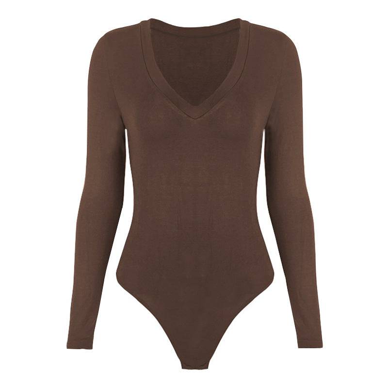 Flattering Long Sleeve V-Neck Bodysuit for Women    