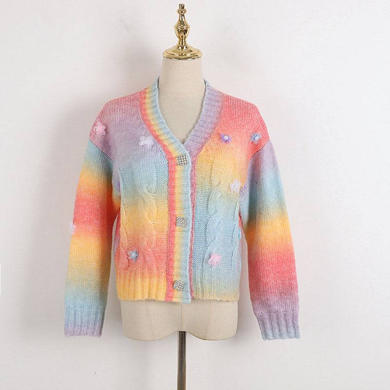 Lazy Knitted Rainbow Cardigan    