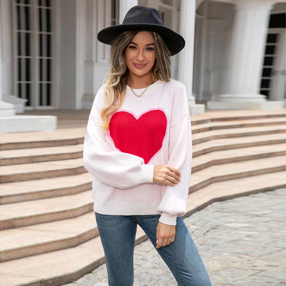 Valentine's Loose Fit Color Block Sweater    