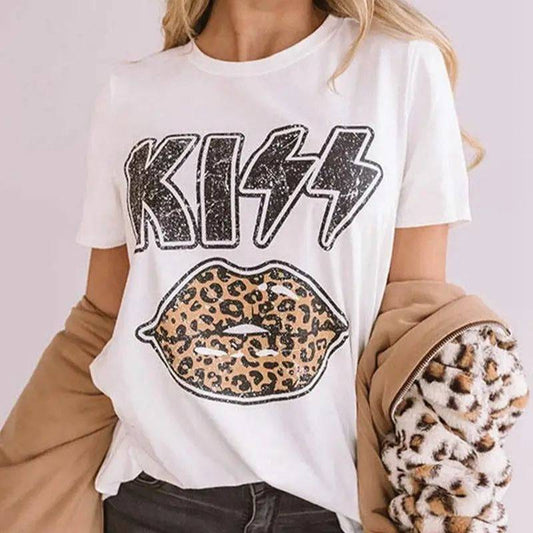 Graphic Print Loose Fit Short Sleeve T-Shirt with Unique Pattern    