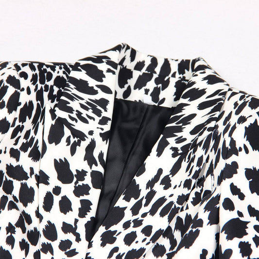 Slim Fit Spring and Autumn Women's Jacket with Animal Print    