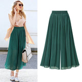 Relaxed Fit Polyester Cropped Wide Leg Pants for Women    