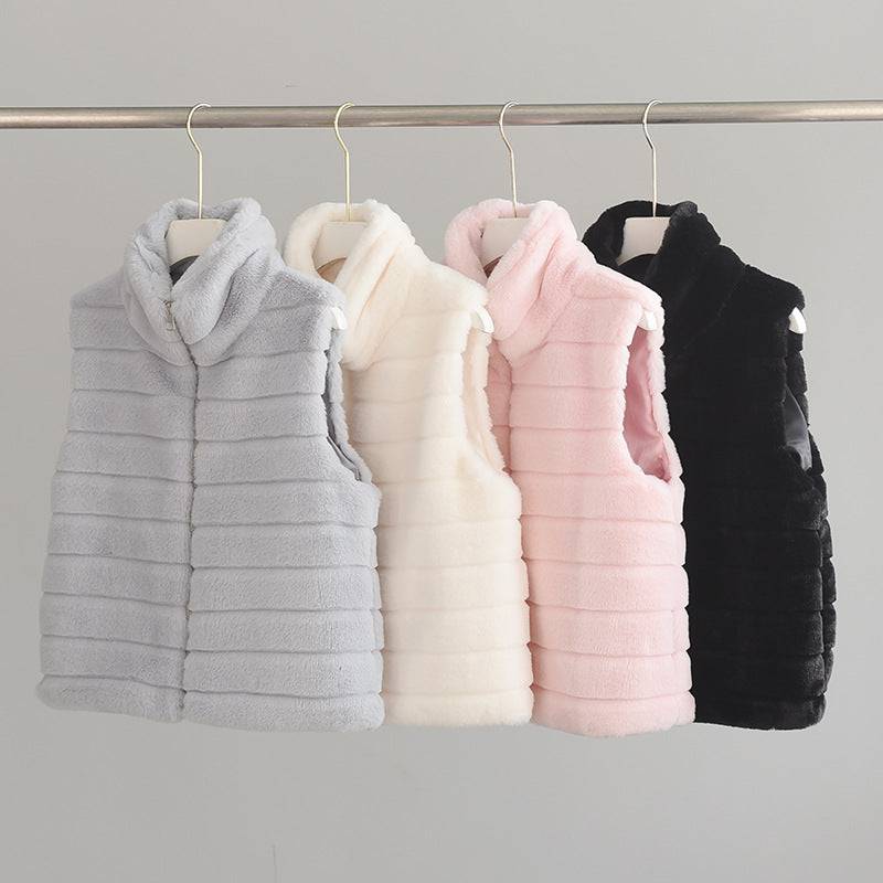 Faux Fur Vest with Cozy Stand Collar for Women    