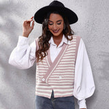 Striped Knitted Vest for Women - Autumn/Winter Collection    