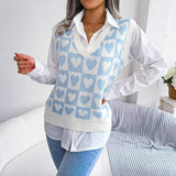 Heart Pattern Knitted Vest Sweater for Women Cozy and Stylish    