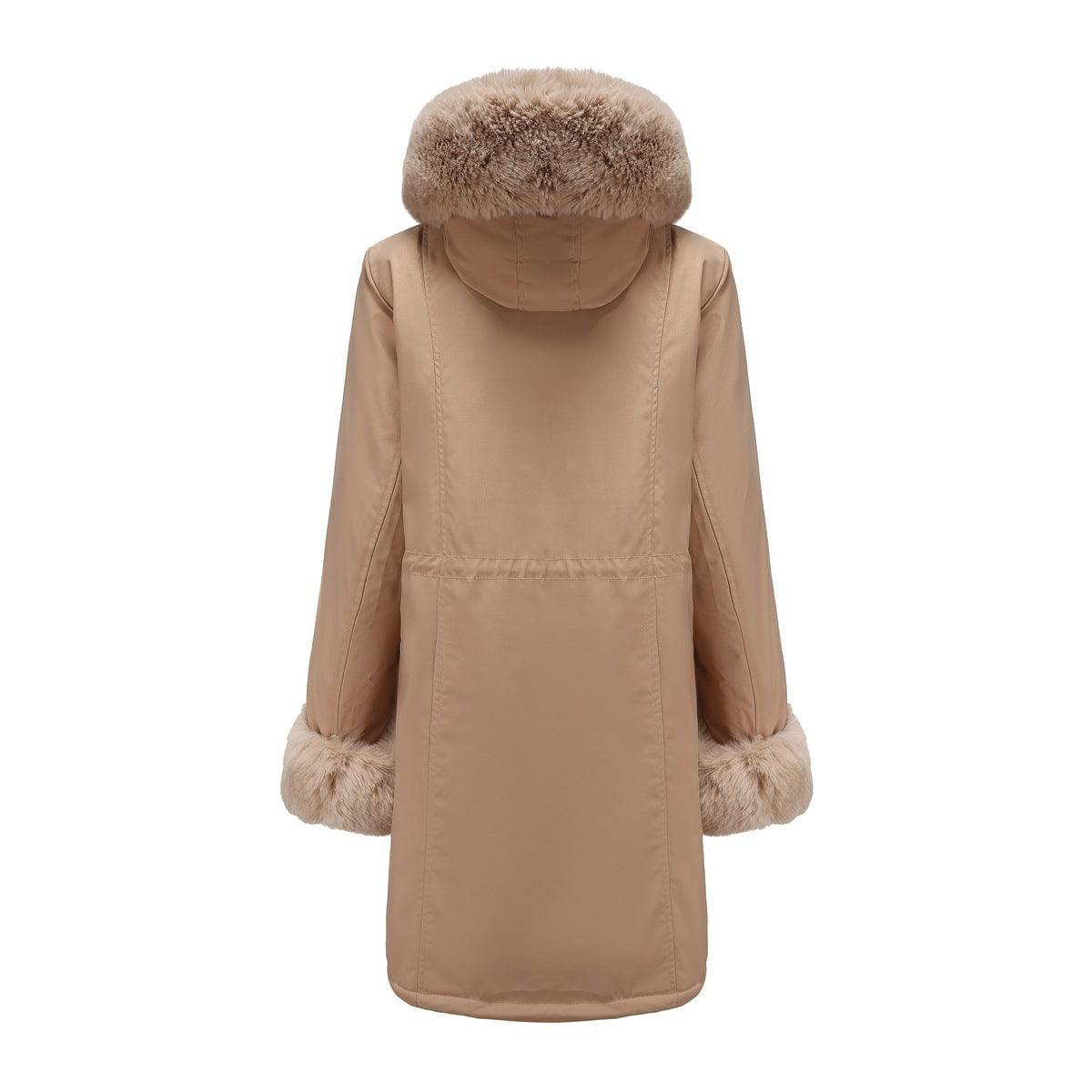 Women's Cozy Hooded Parka with Detachable Fur Collar    