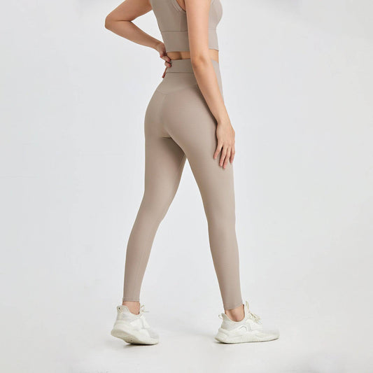 High-Waisted Nude-Feel Yoga Pants with Pockets for Workouts    