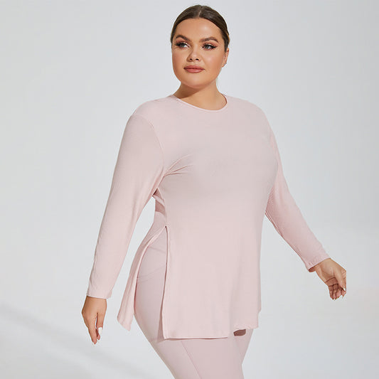 Plus Size Long Sleeve Hooded Sports Top for Women    