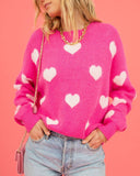 Valentine's Day Heart Jacquard Sweater for Women - Plus Size Peach    