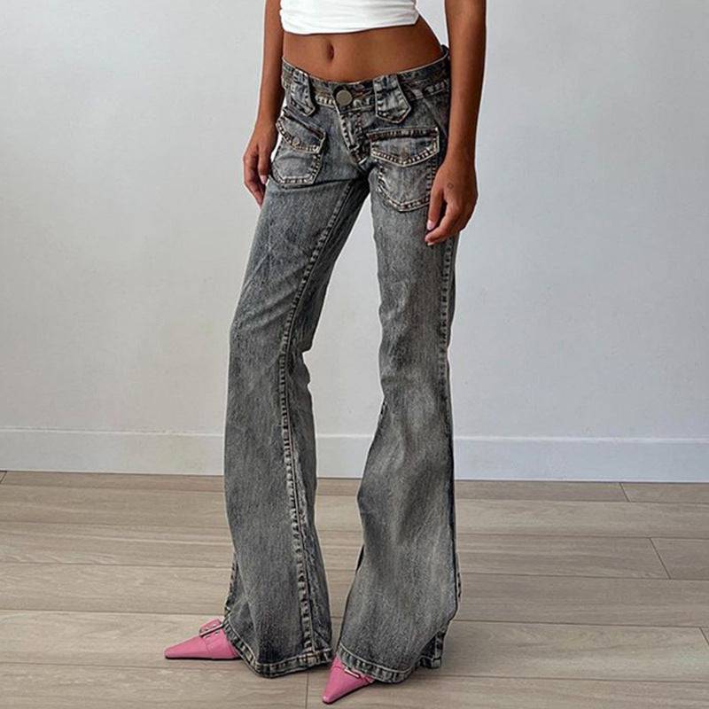 Vintage Smoky Gray Bootcut Jeans for Women    