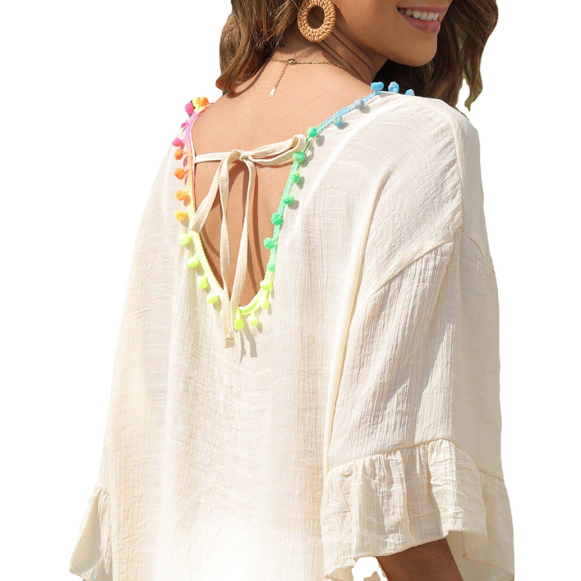 Seaside Holiday Boho-Inspired Plus Size Blouse    