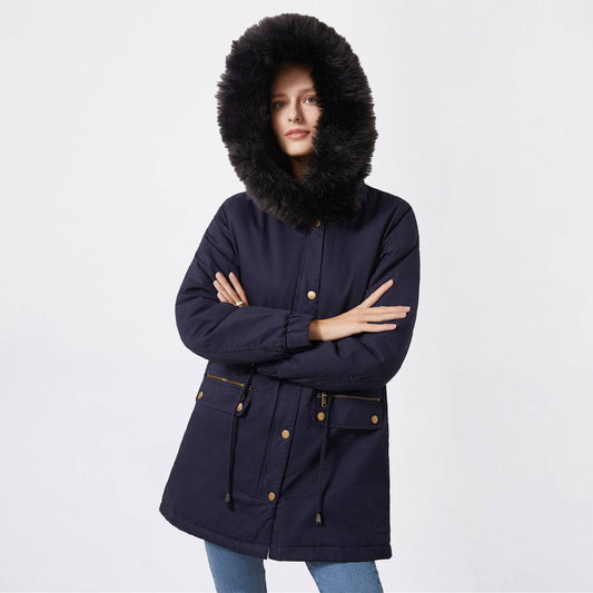 Warm and Stylish Plus Size Fur Collar Parka    