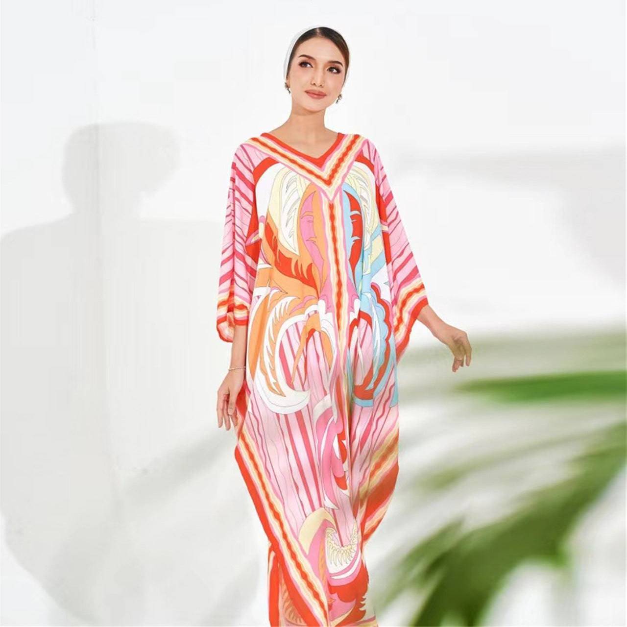 Printed Maxi Beach Dress for Women - Boho Vacation Style    