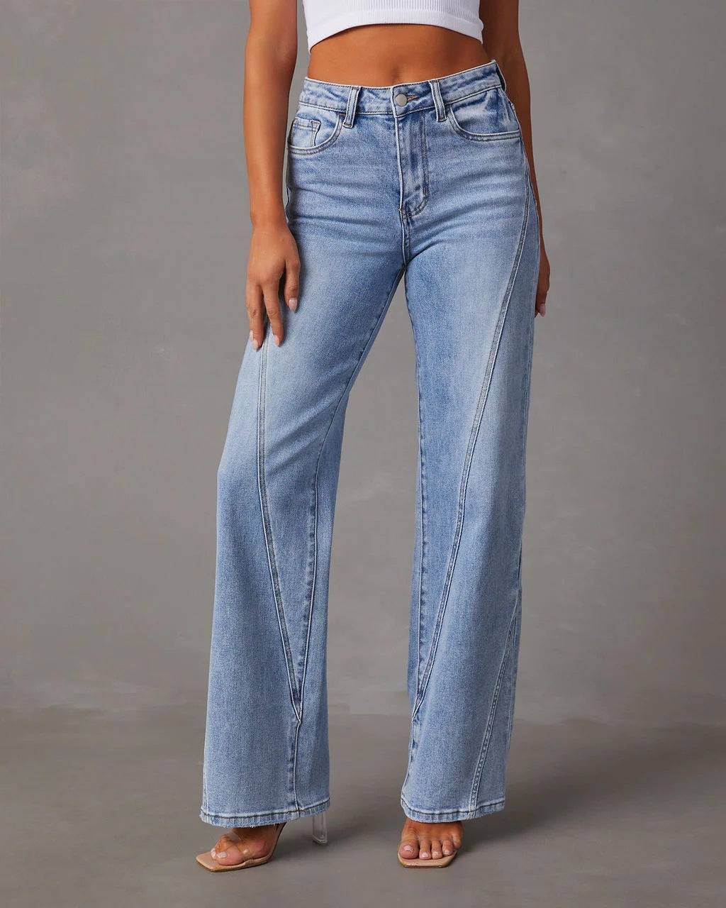 Loose Stitching Wide Leg Women Jeans Women    