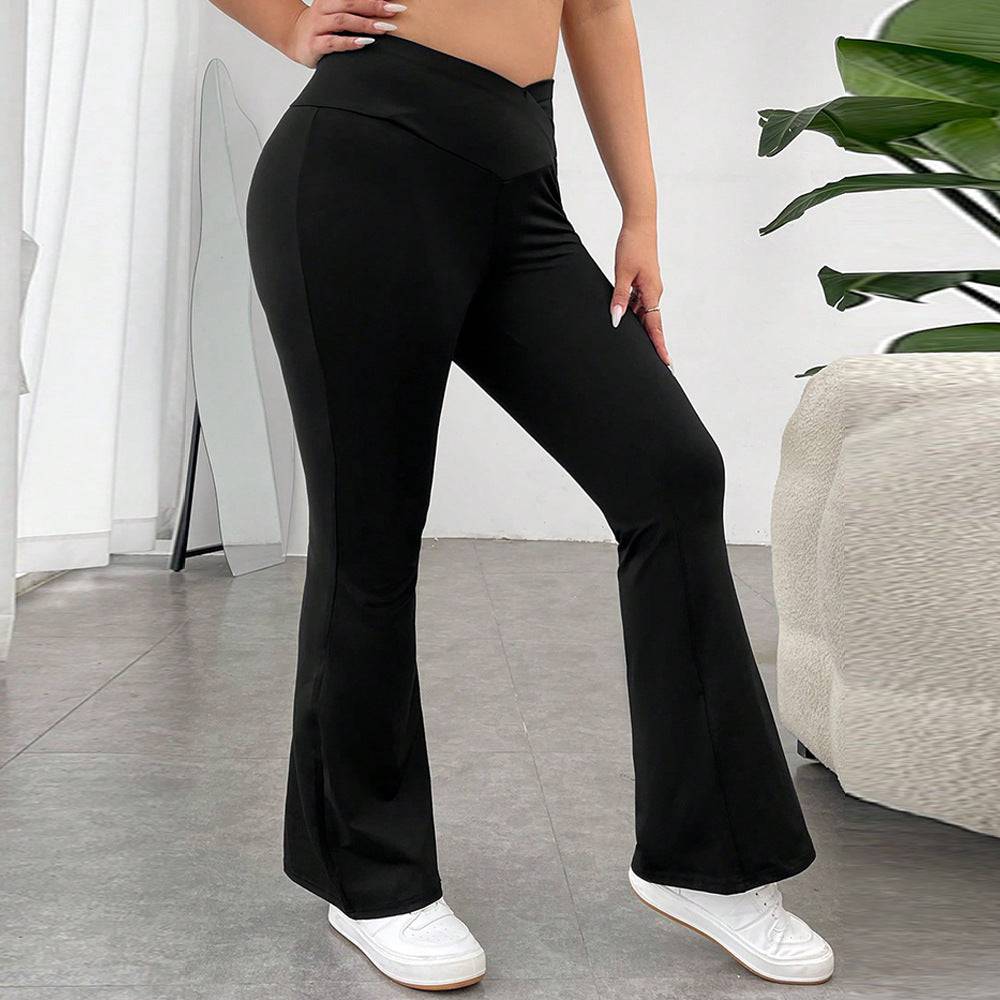 V-Waist High Rise Bootcut Pants for Plus Size Women    