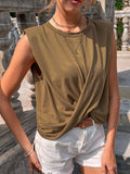 Sleeveless Solid Color Vest - Women's Casual Summer Top    