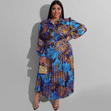 Elegant Plus Size Autumn Winter Printed Maxi Dress    