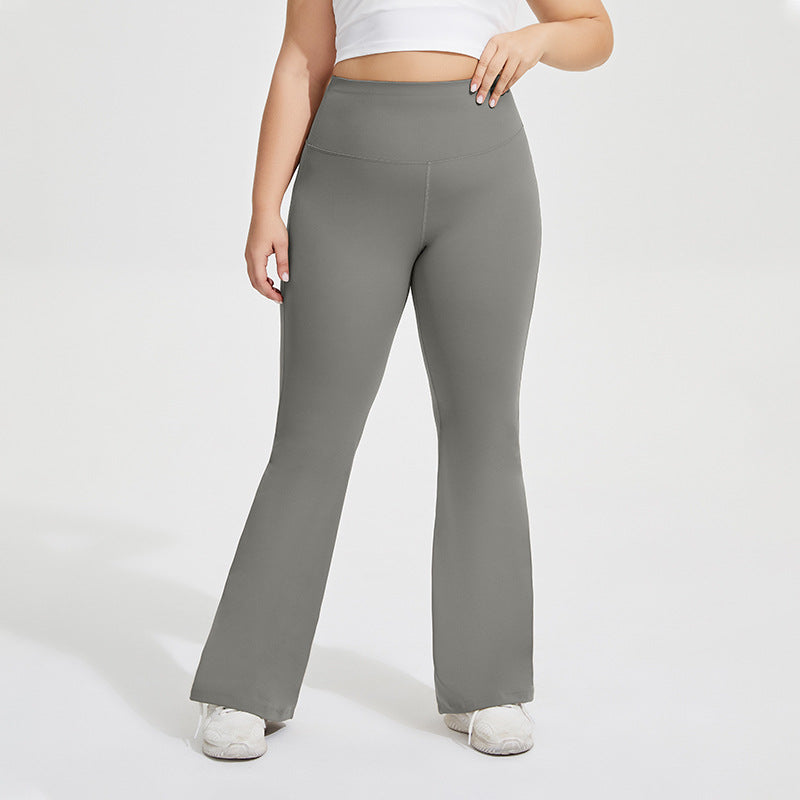 Stylish Plus Size Bell Bottom Yoga Pants with Peach Hip Raise    