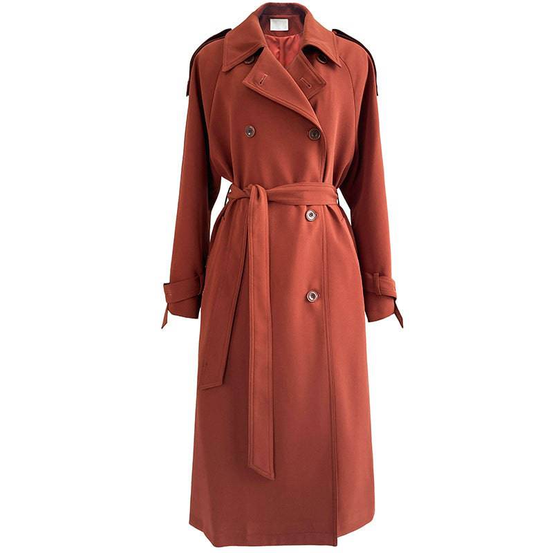 Main Promotion Autumn Draping British Loose Mid-Length over the Knee Trench Coat Female    