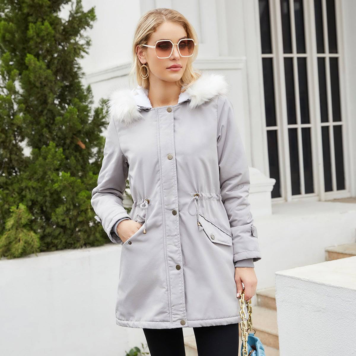 Stay Stylish and Warm with our Hooded Cotton Padded Coat for Women    