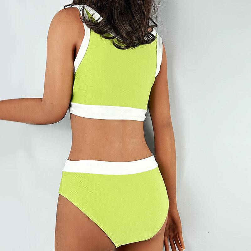 Split Solid Color Swimsuit with Seductive Design for Women    