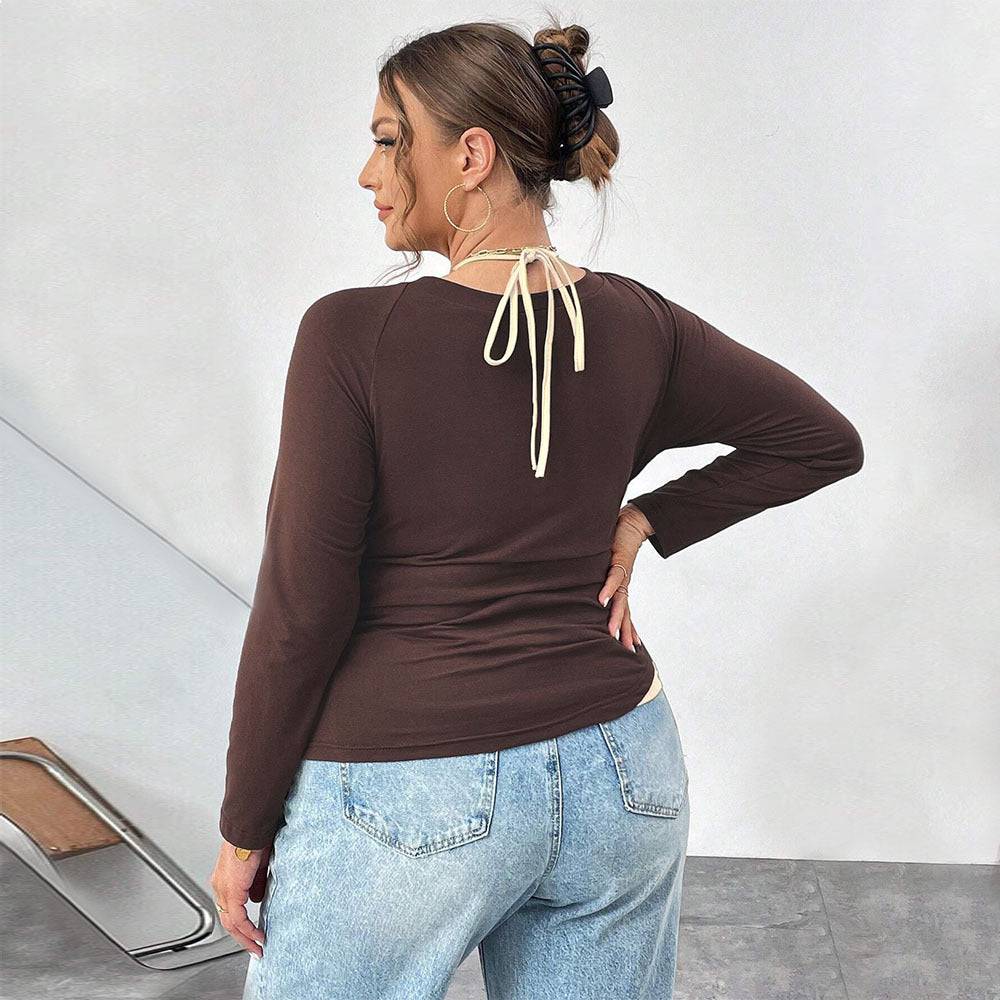 Halter Neck Slim Fit Plus Size Sweater    